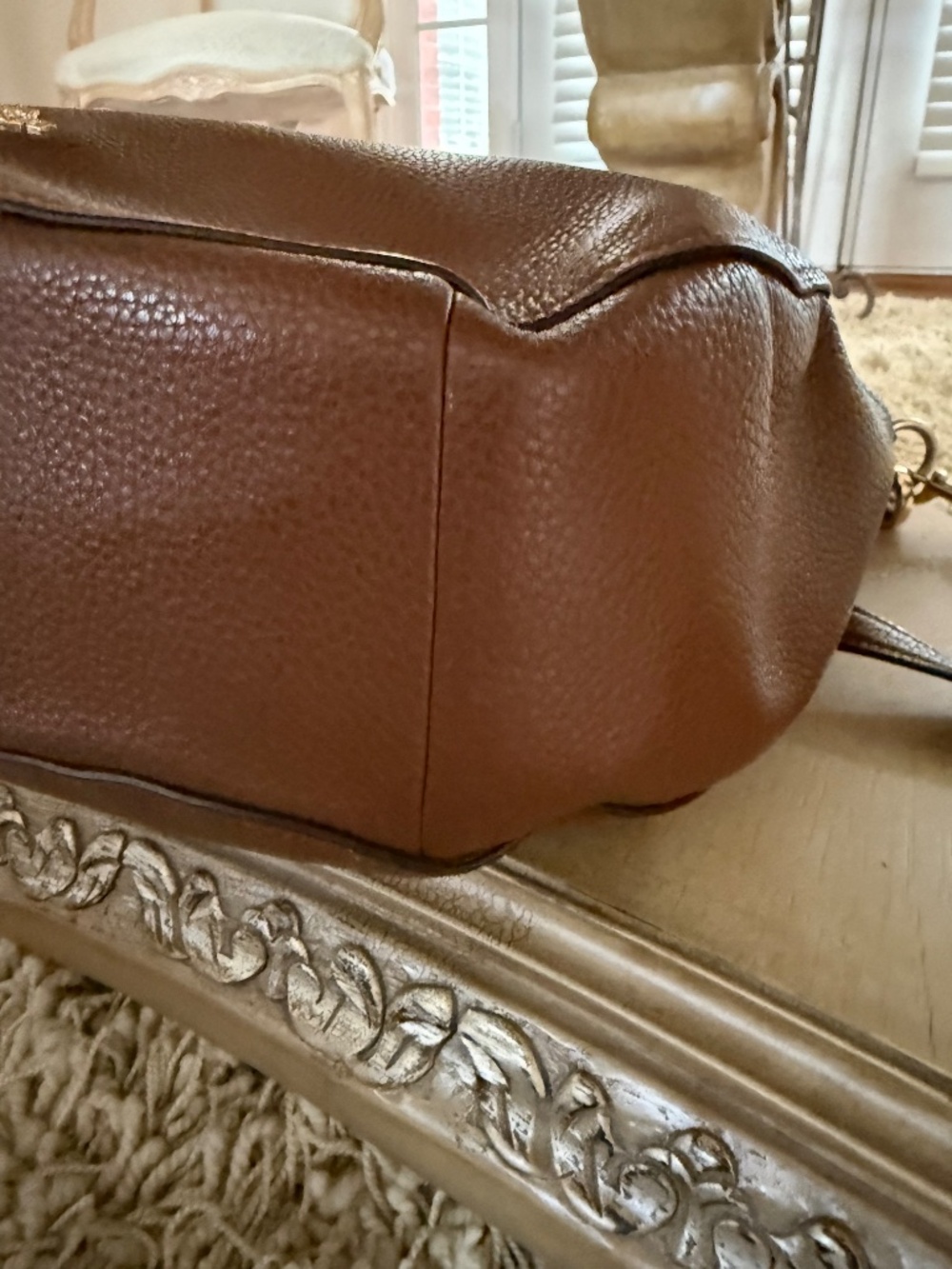 Coach Elle Slouchy Hobo Saddle Bag Brown Pebbled Leather Gold Hardware F31399 - Picture 8 of 15